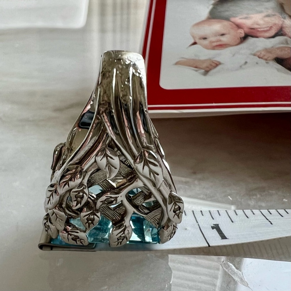 Rare Vintage Glam Jennifer Cary 925 Silver Blue Topaz w/small Diamonds Ring - Picture 11 of 15